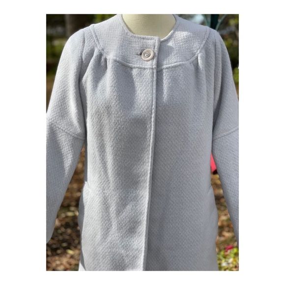 Sothebey's Silver Grey Formal Coat Wool Cotton Single Button Closure Sz 4 - Picture 3 of 13